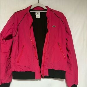 Vintage Lacoste Women's Vibrant Pink Bomber Jacketsz 42